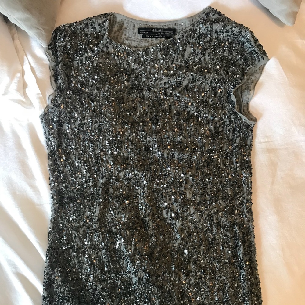 AllSaints Hand Embellished Mini Dress